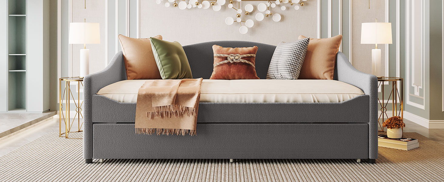 Upholstered Daybed With Light And Trundle