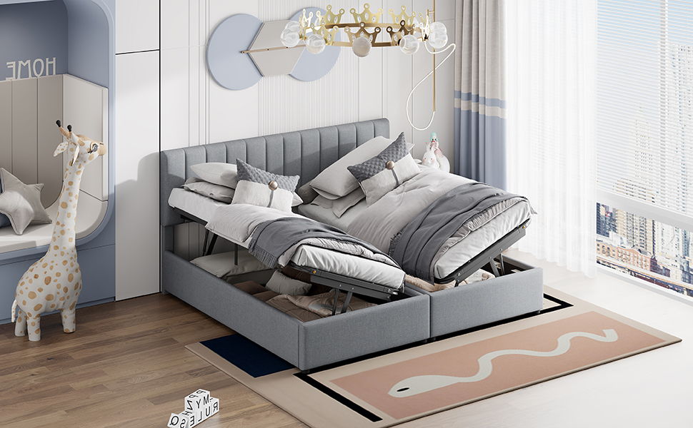 Upholstered Platform Bed With A Hydraulic Storage System
