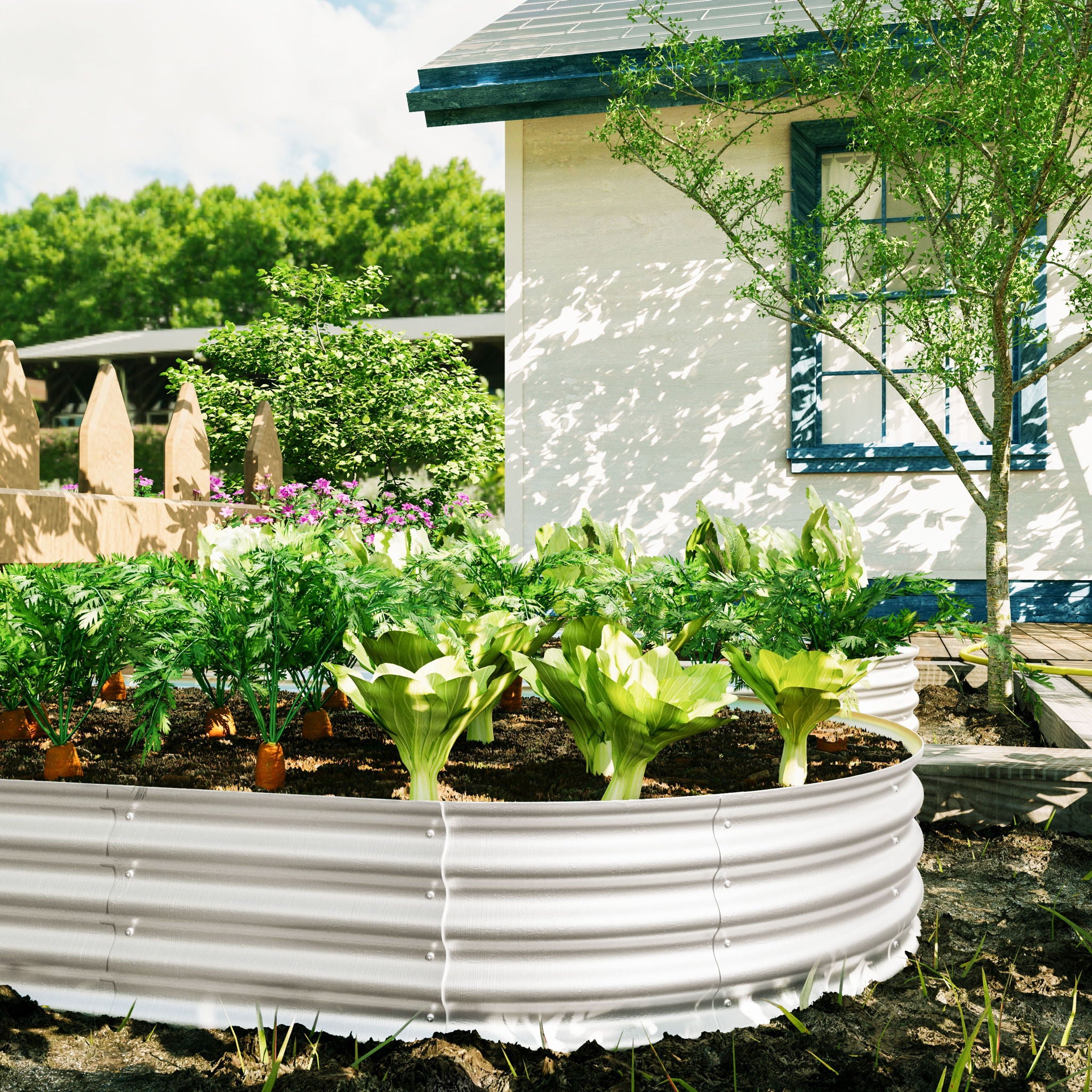 Heavy Duty Galvanized Raised Garden Bed Kit For Vegetables, Flowers & Herbs