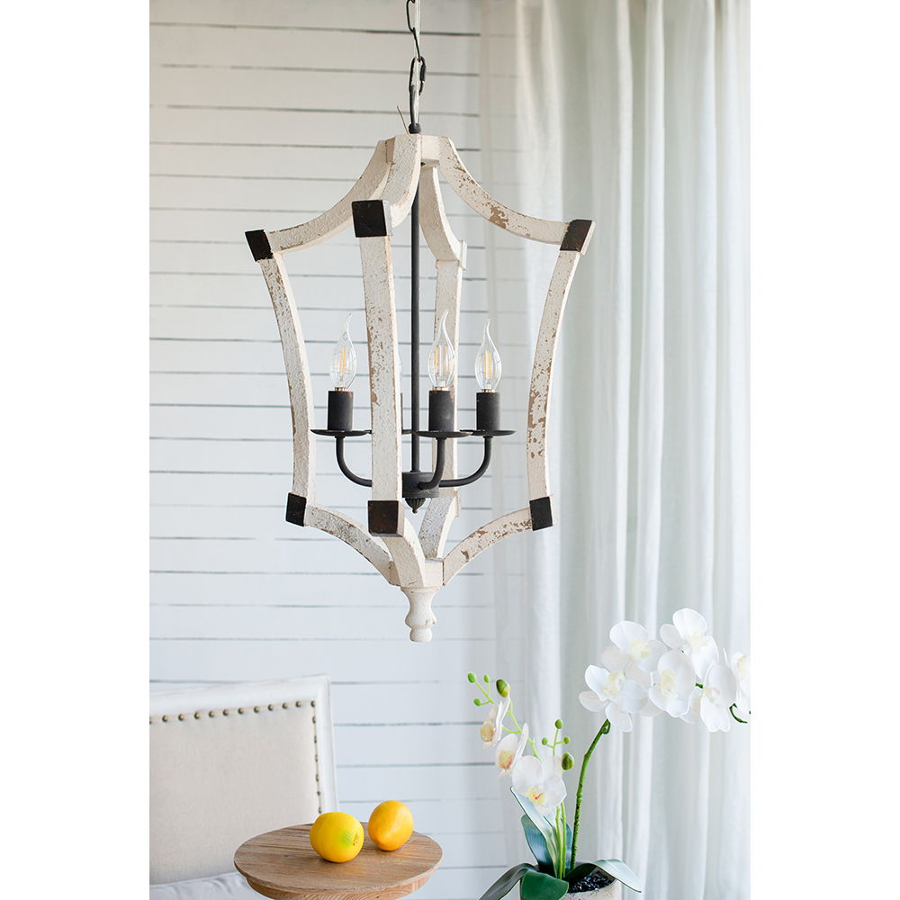 4 Light Chandelier, Hanging Light Fixture With Adjustable Chain For Kitchen, Bulb Not Included - Cream