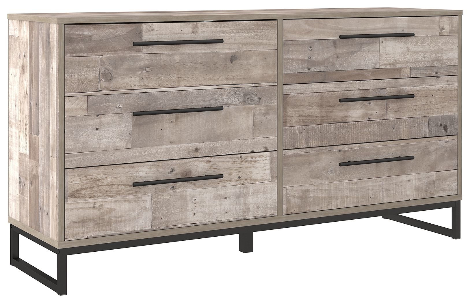 Signature Design by Ashley® Neilsville - Whitewash - Six Drawer Dresser - Vinyl-Wrapped | Meri Furniture
