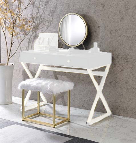 ACME Adao - Vanity Mirror - Faux Fur, Mirror | Meri Furniture