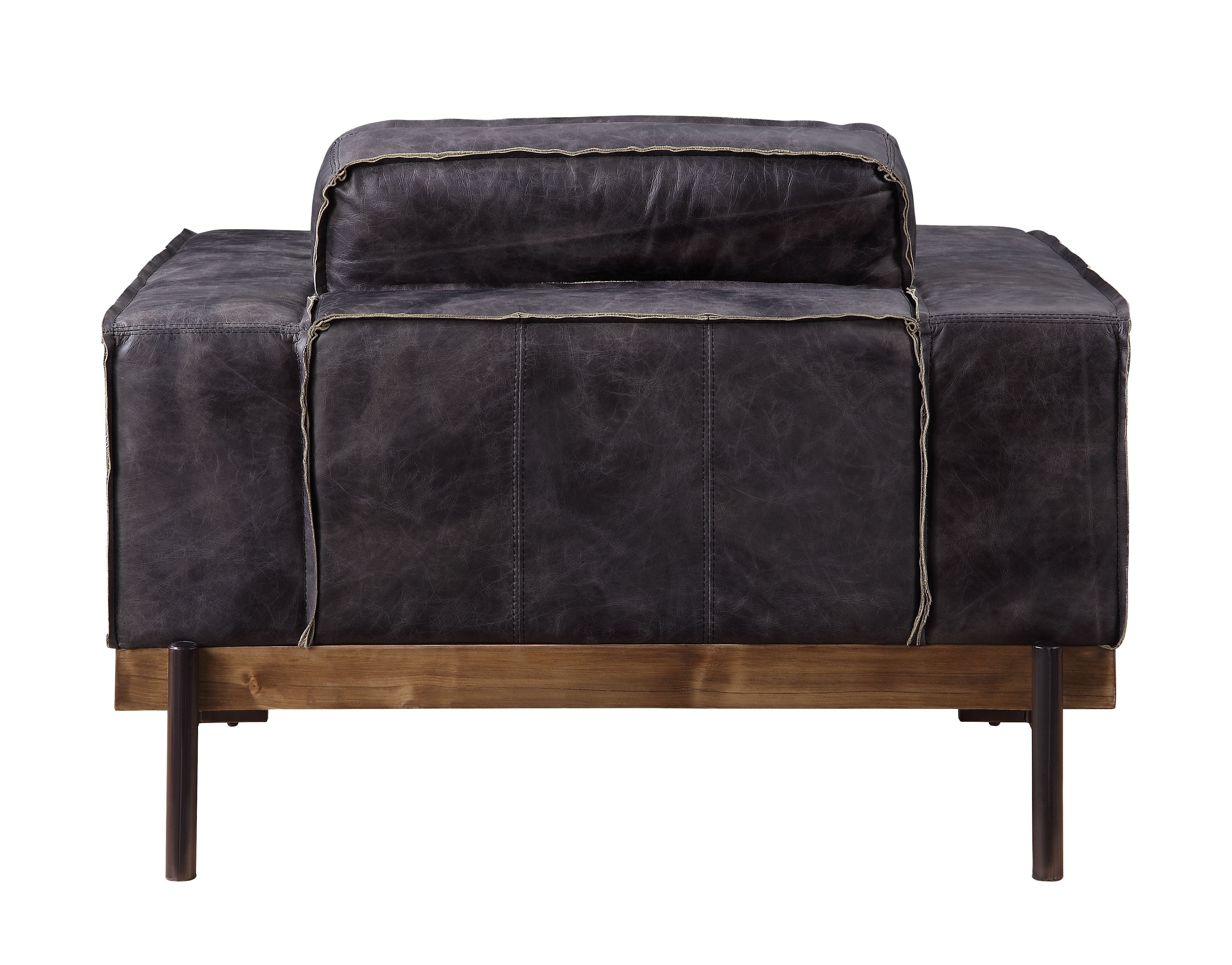 ACME Silchester - Chair - Antique Ebony Top Grain Leather | Meri Furniture