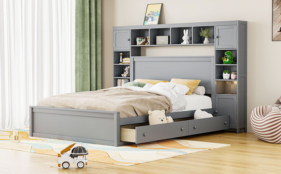 Bed With All In One Cabinet, Shelf And Sockets