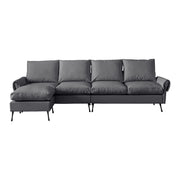 Modern Sectional Technical Leather L-Shaped Sofa Couch With Convertible Ottoman