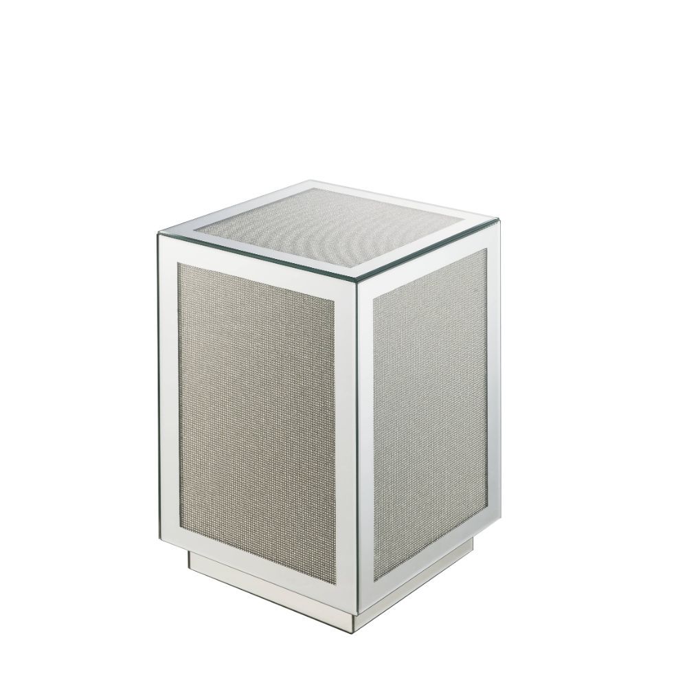 ACME Lavina - Accent Table - Mirrored & Faux Diamonds - 20" | Meri Furniture