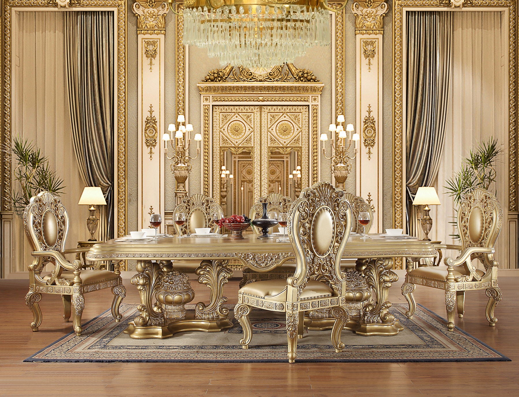 Seville - Dining Table With Pedestal Base - Gold
