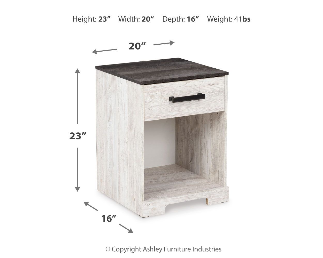 Signature Design by Ashley® Shawburn - White / Black / Gray - One Drawer Night Stand - Open Cubby | Meri Furniture
