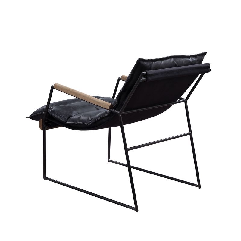ACME Luberzo - Accent Chair - Distress Espresso Top Grain Leather & Matt Iron Finish | Meri Furniture