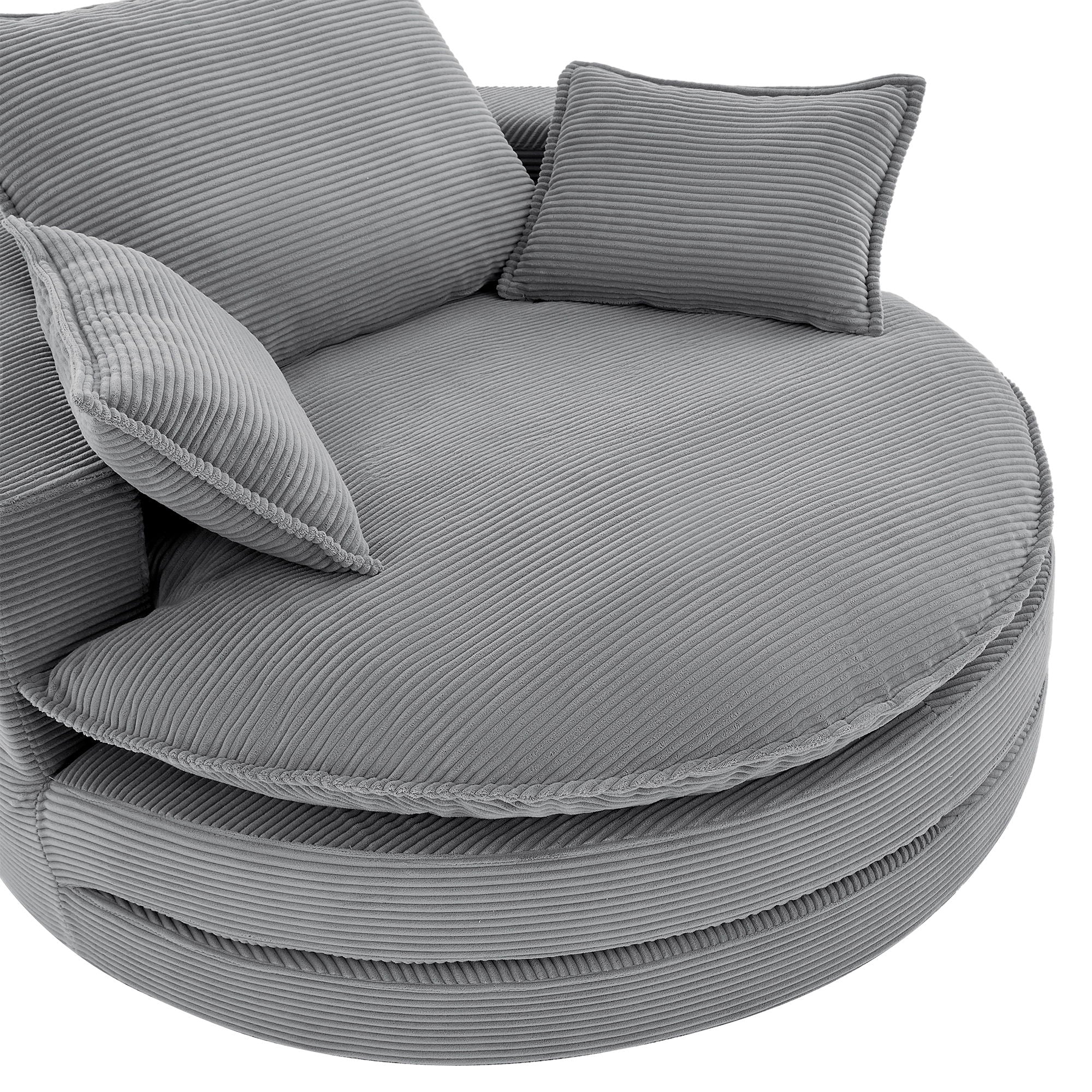 360° Swivel Accent Barrel Chair With Dual Layer Cushion And 3 Removable Pillows