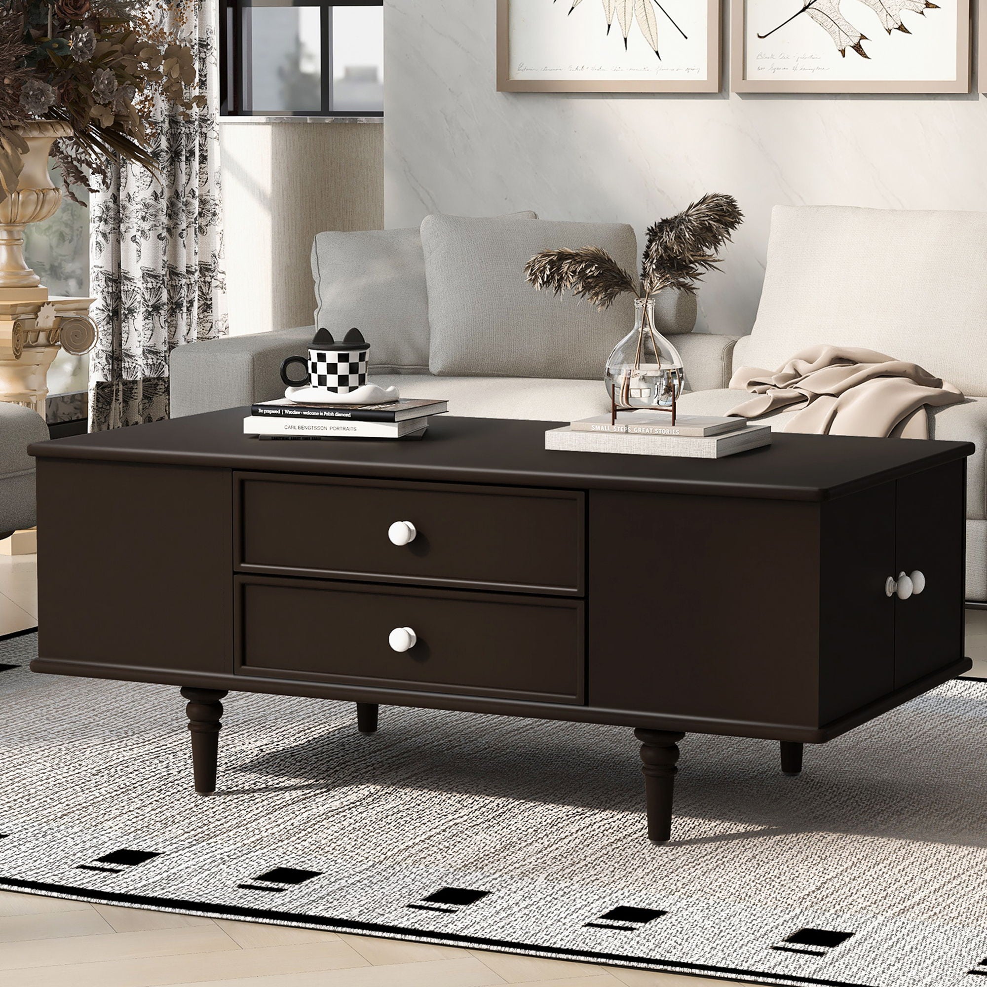 Modern Rectangle Coffee Table With Four Drawers