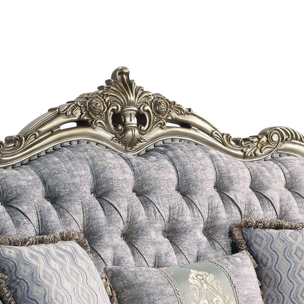 Miliani - Loveseat With 3 Pillows - Fabric & Antique Bronze