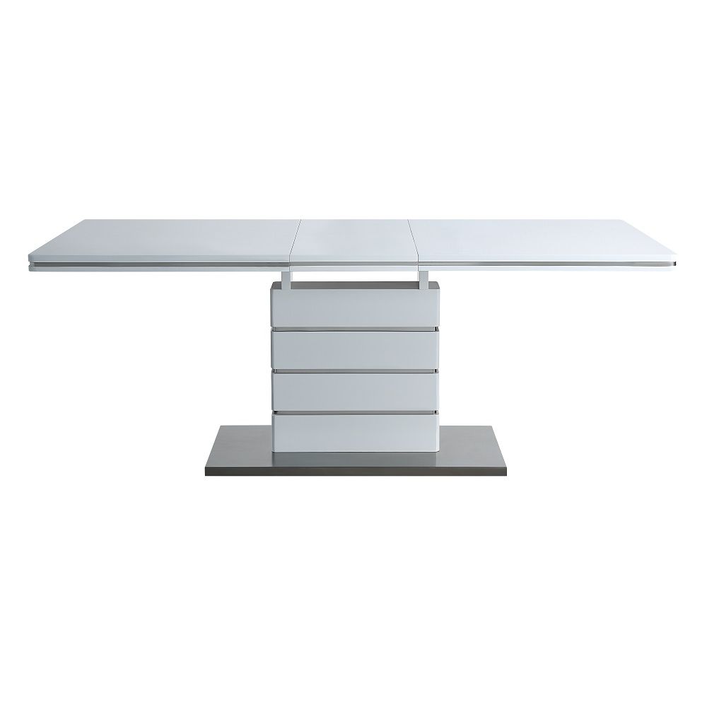 ACME Kameryn - Dining Table With Leaf - White High | Meri Furniture