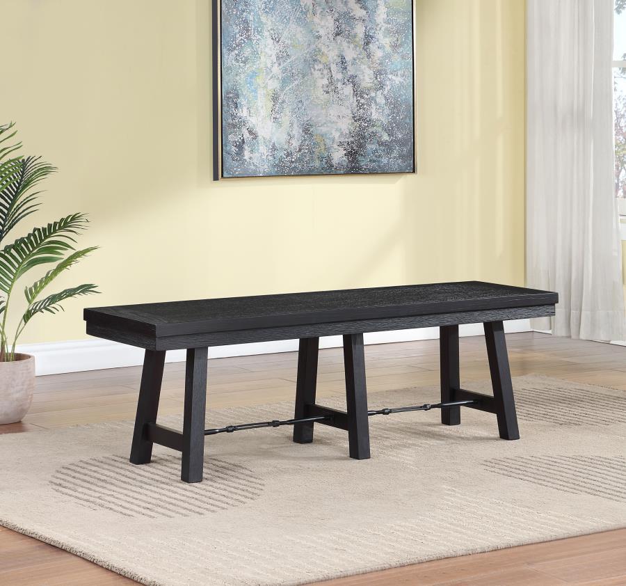 Coaster Fine Furniture Newport - Wood Trestle Base Dining Bench - Black | Meri Furniture