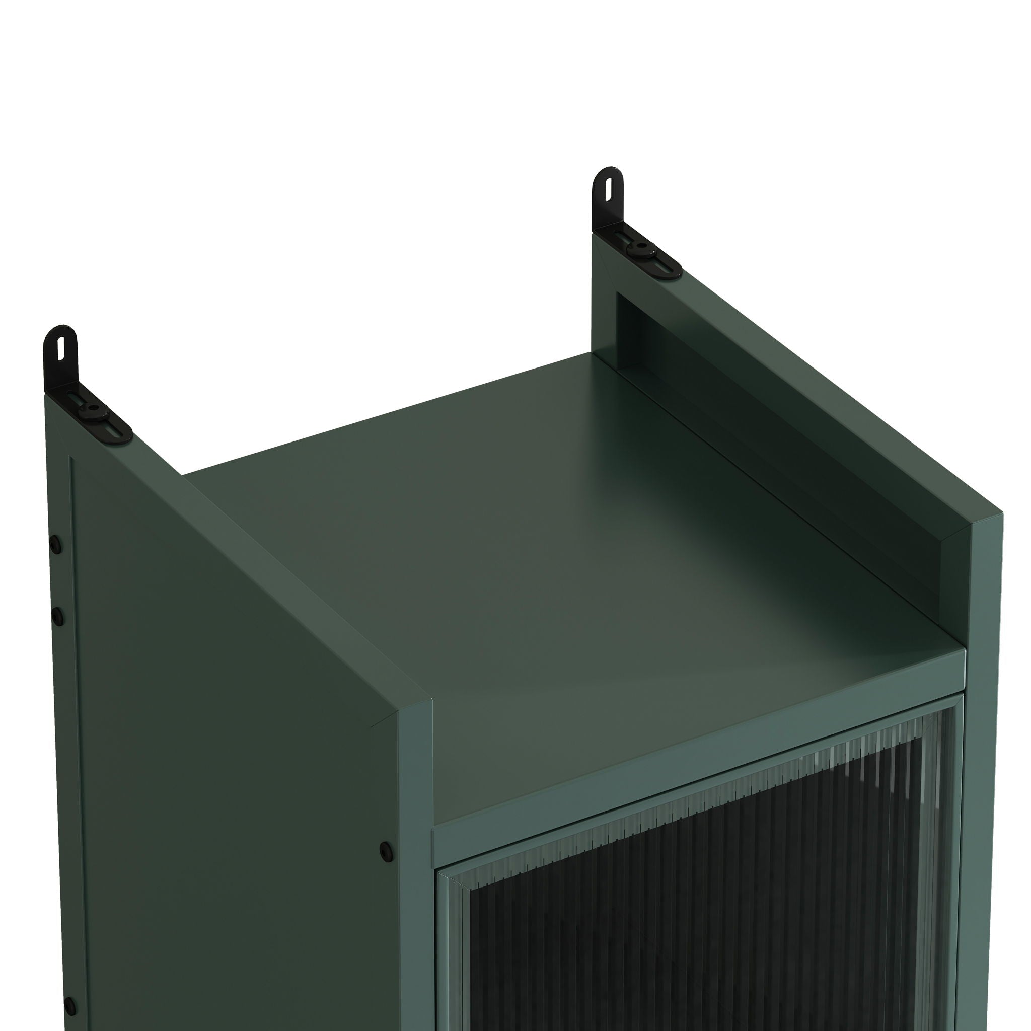 Glass Door Cabinet With Tier Storage