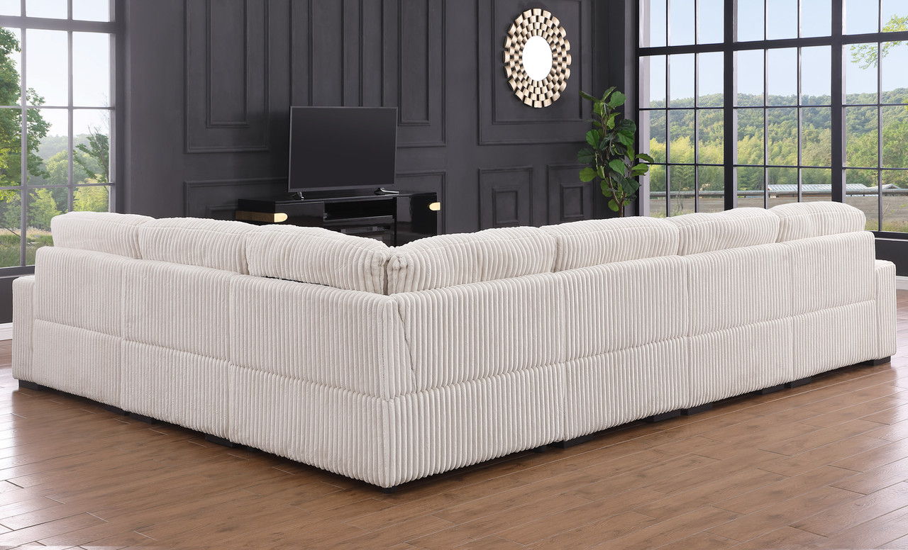 Nadine 155.5"W Beige Corduroy Modular Corner Sectional Sofa with Left-Facing Chaise