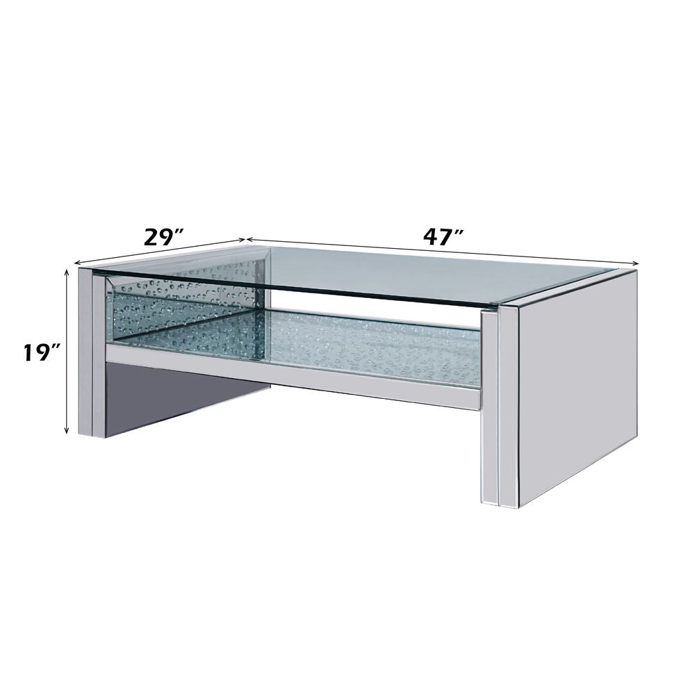 Nysa - 47" Coffee Table - Mirrored & Faux Crystals