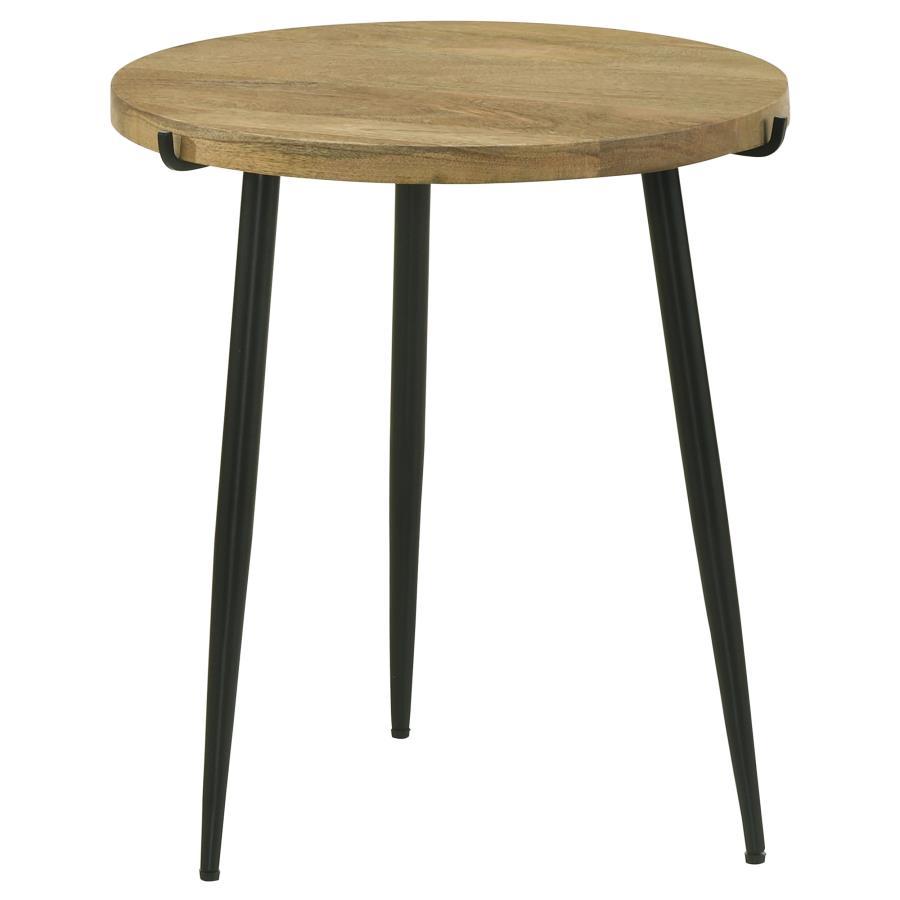 Coaster Fine Furniture Pilar - Round Solid Wood Top End Table - Natural And Black | Meri Furniture