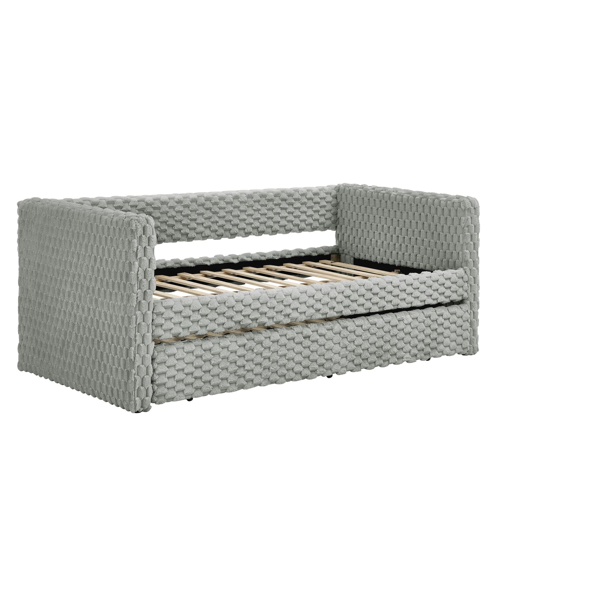 Modern Twin Size Daybed Upholstered Sofa Bed With Pull Out Feature - Dark Gray