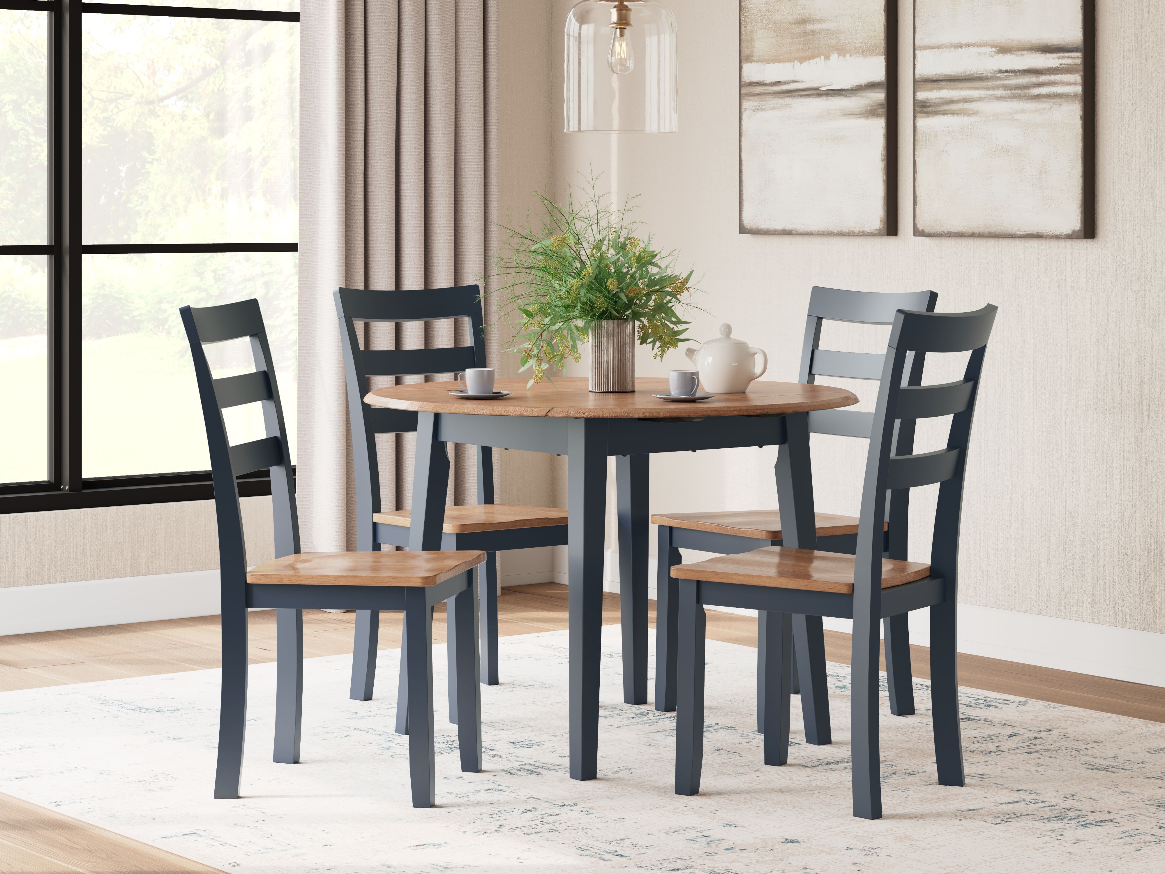 Signature Design by Ashley® Gesthaven - Round Dining Room Drop Leaf Table Set | Meri Furniture