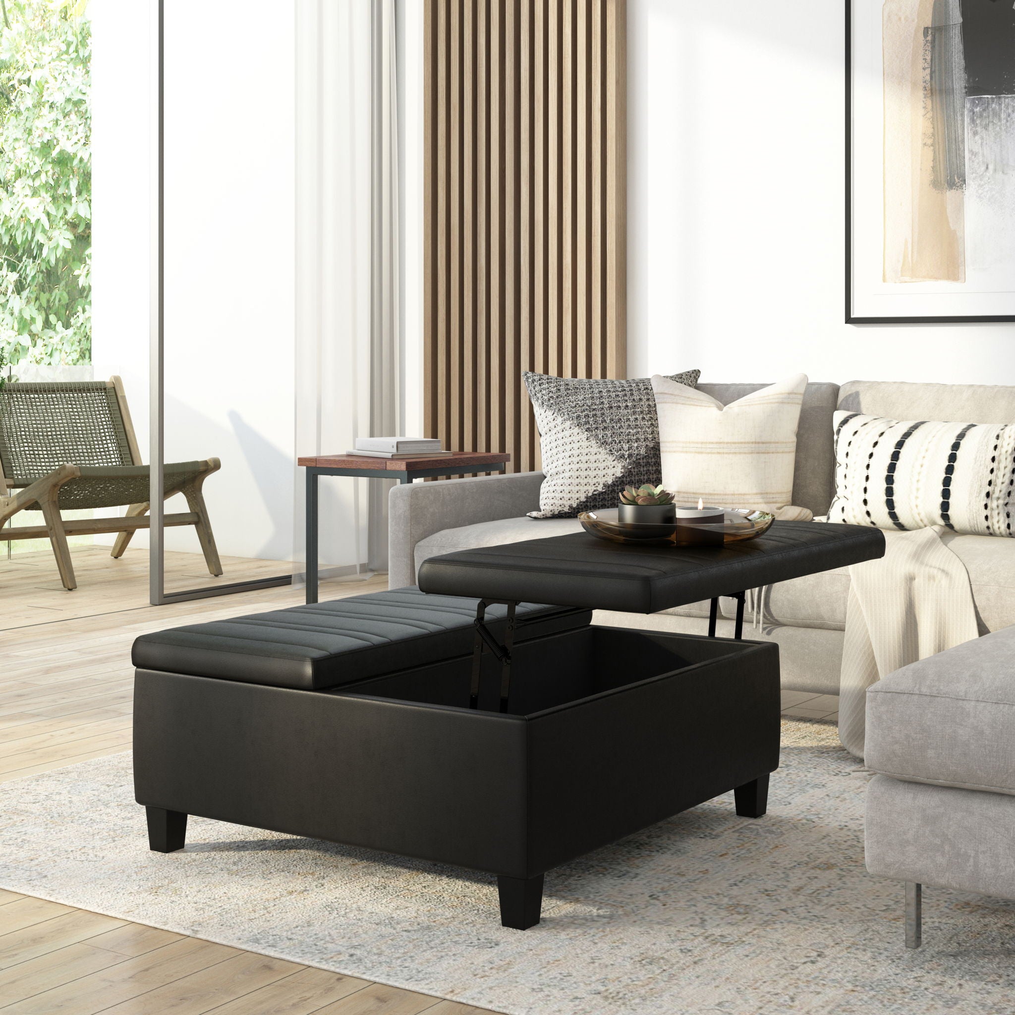 Ellis - Coffee Table Storage Ottoman Contemporary Design
