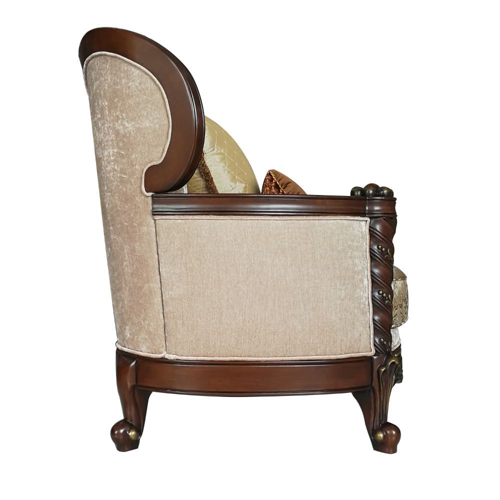 ACME Devayne - Chair - Fabric & Dark Walnut | Meri Furniture