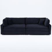 Elegant Corduroy Sofa With Throw Pillows And Backrests