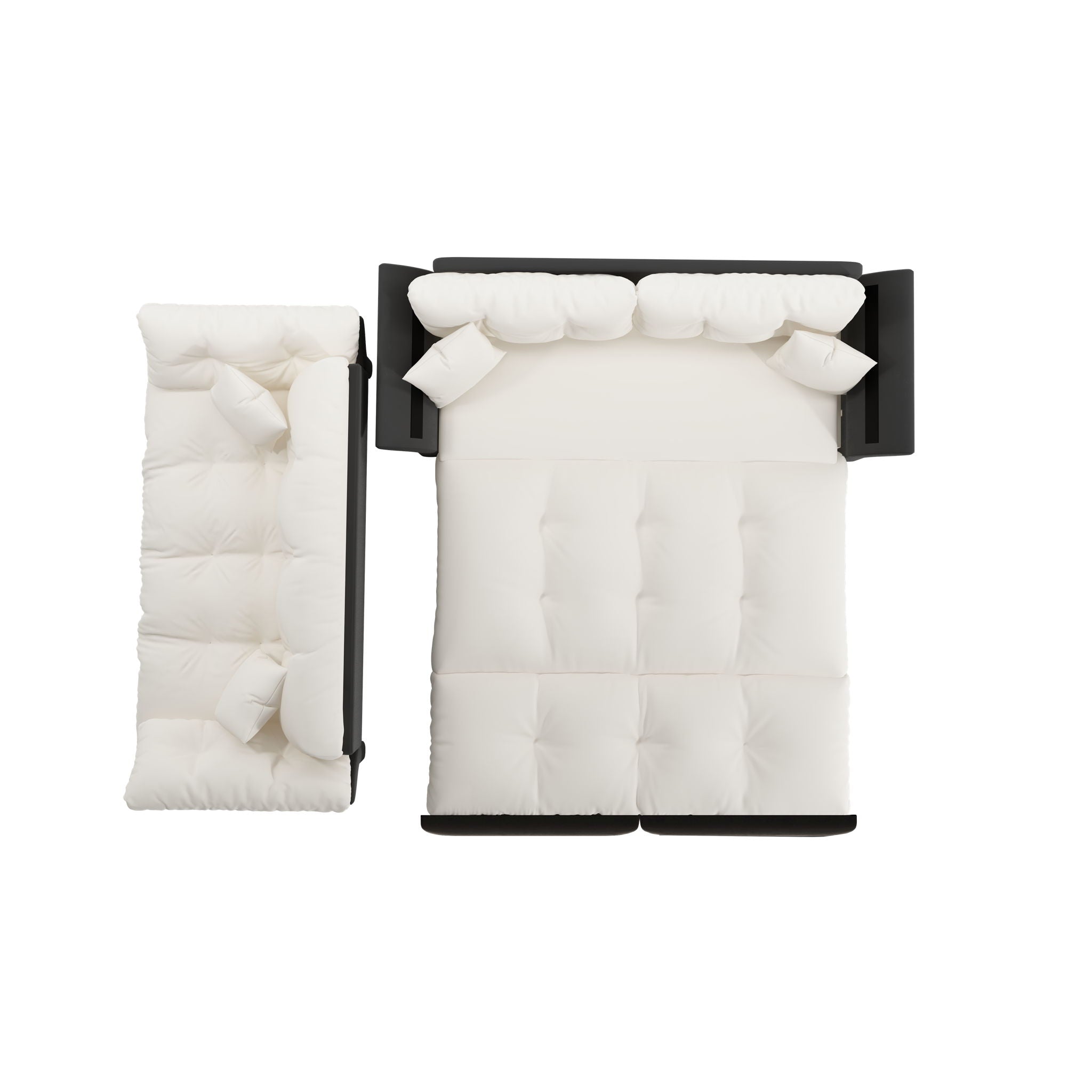Queen Pull Out Sofa Bed, 3 In 1 Convertible Sleeper Tufted With 2 Soft Pillows