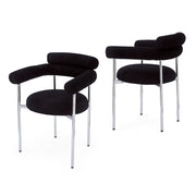 Contemporary Upholstered Armchair Dining Chairs With Metal Legs (Set of 2)