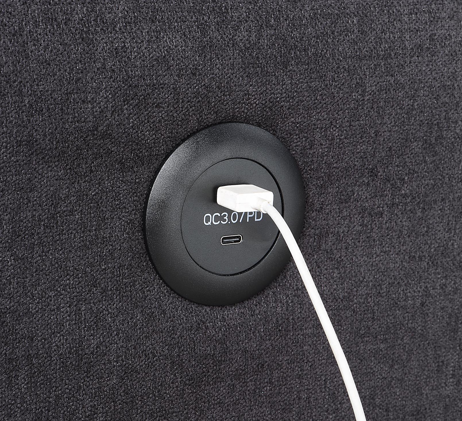 Toby - Woven Fabric Reversible Sleeper Sectional Sofa With Storage Chaise Cup Holder Charging Ports And Pockets