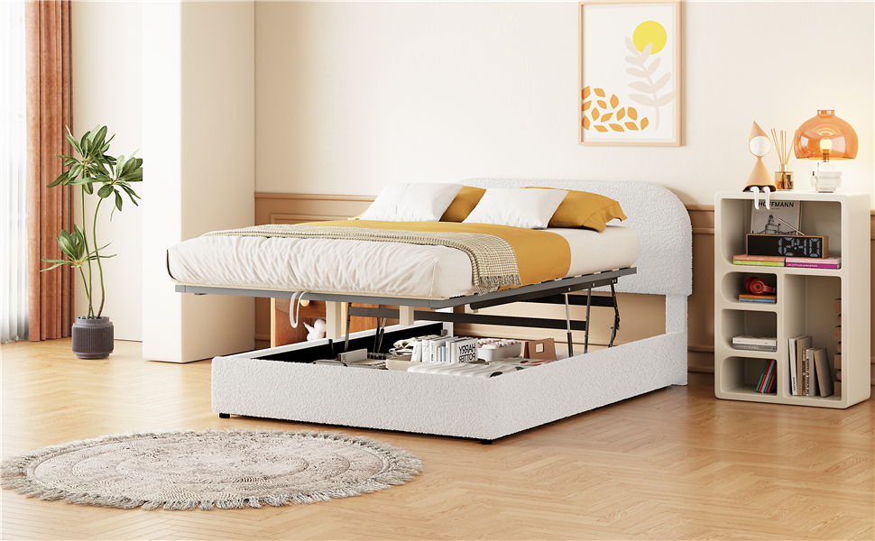 Upholstered Platform Bed With Hydraulic Storage System