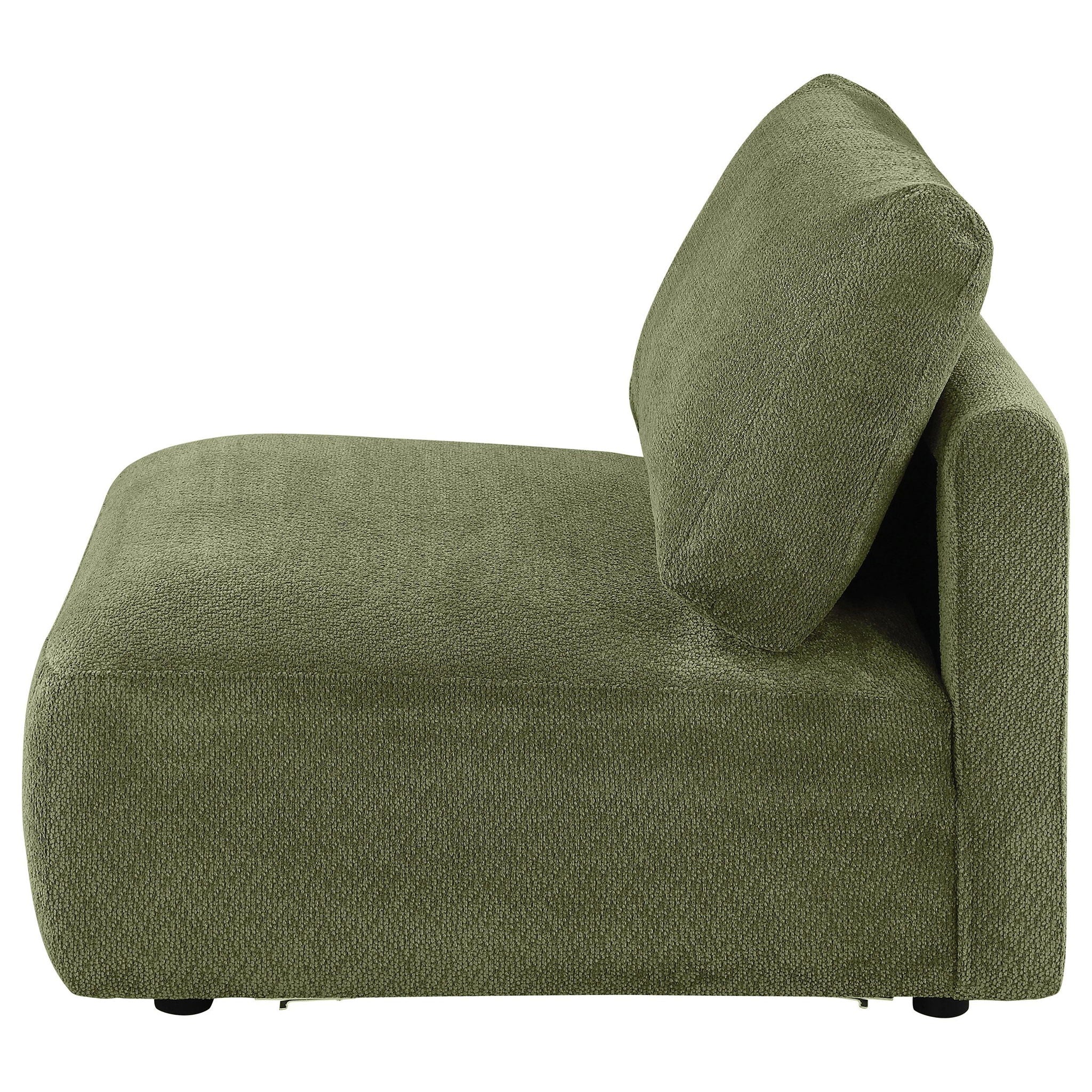 Elysia Chenille Upholstered Modular Armless Chair Green