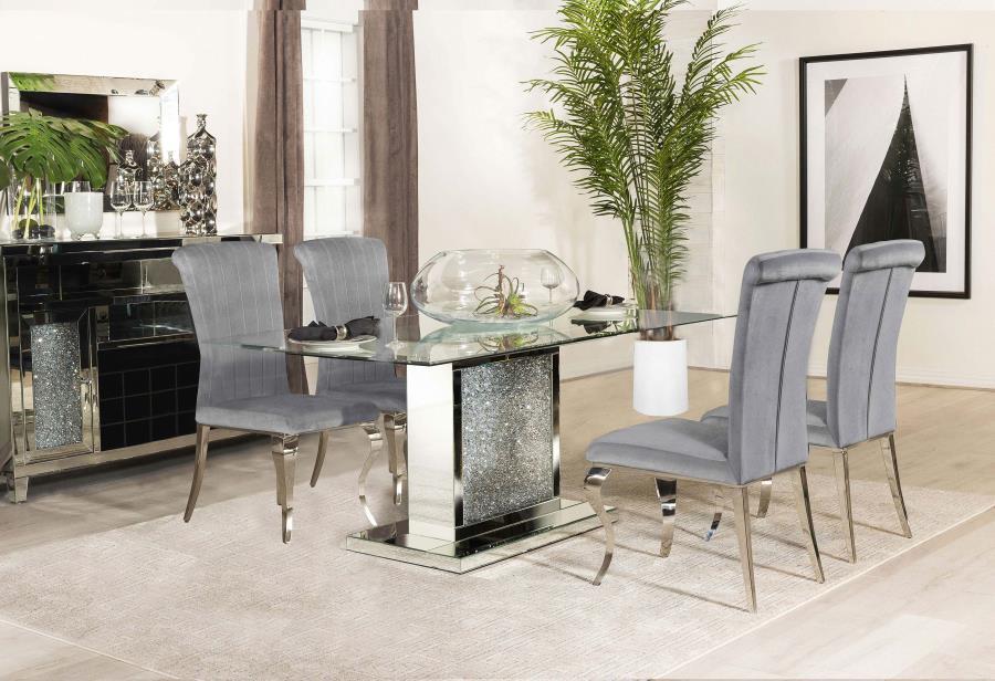 Coaster Fine Furniture Marilyn - Rectangular Mirrored Dining Table Set | Meri Furniture