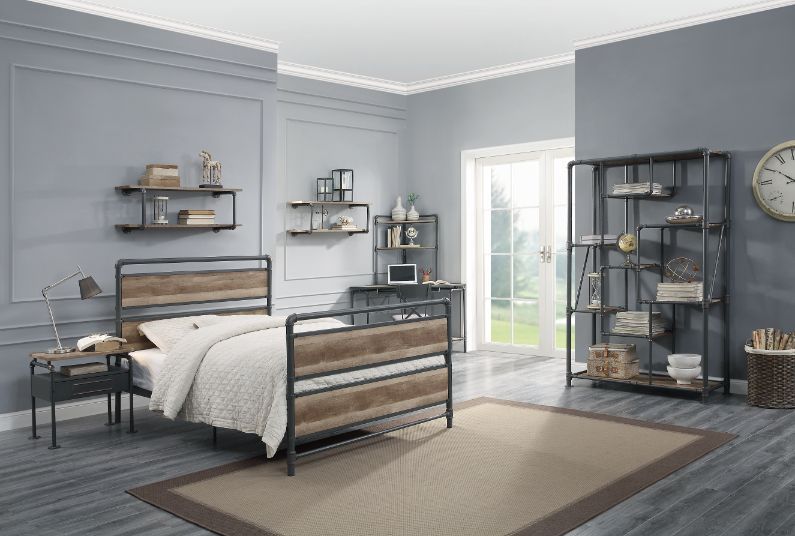 ACME Brantley - Full Bed - Antique Oak & Sandy Gray Finish | Meri Furniture