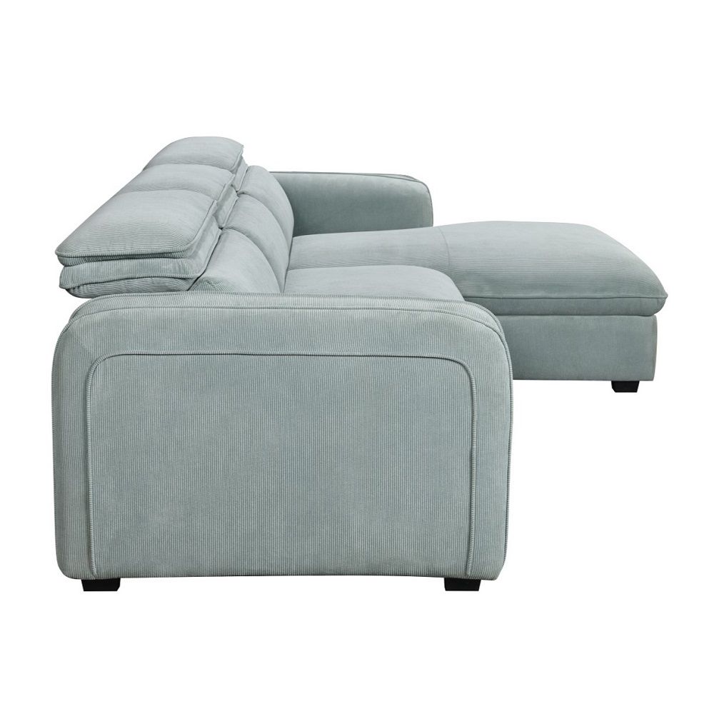 ACME Zavala - Sectional Sofa With Sleeper & Storage - Light Green | Meri Furniture