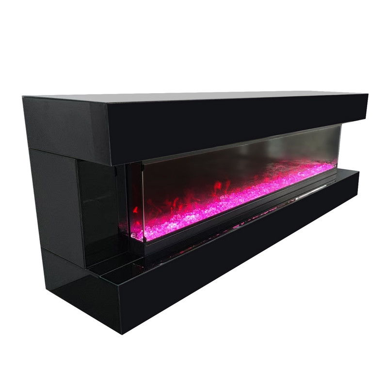 Vistura 71"W Black Finish TV Stand with Fireplace and Bluetooth Speaker