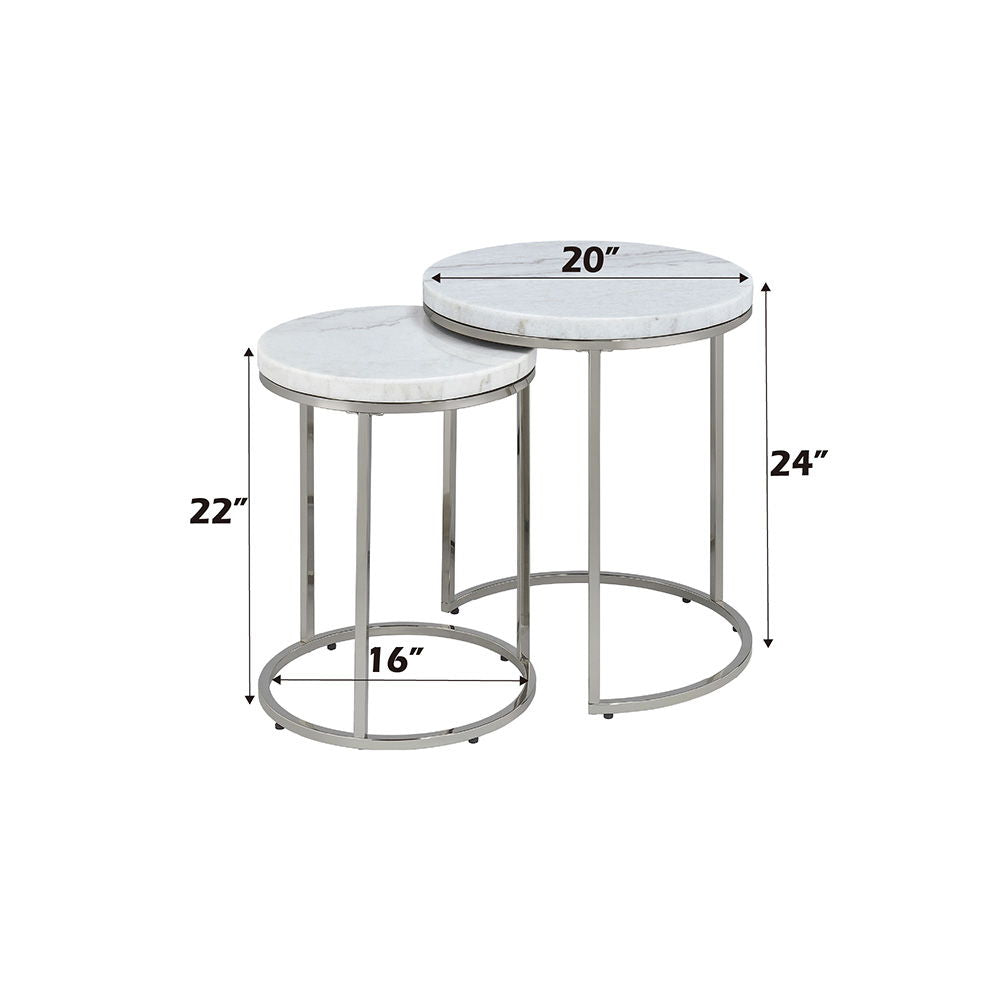 Zaidee - Nesting Table Set - Marble Top & Nickel