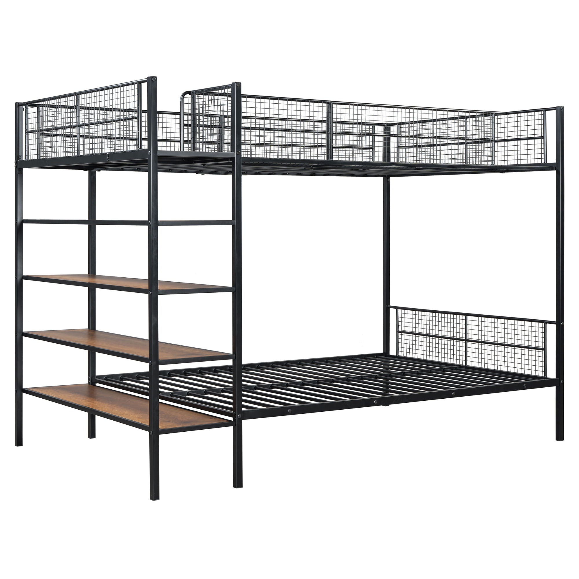 Bunk Bed With 5 Tier Shelves