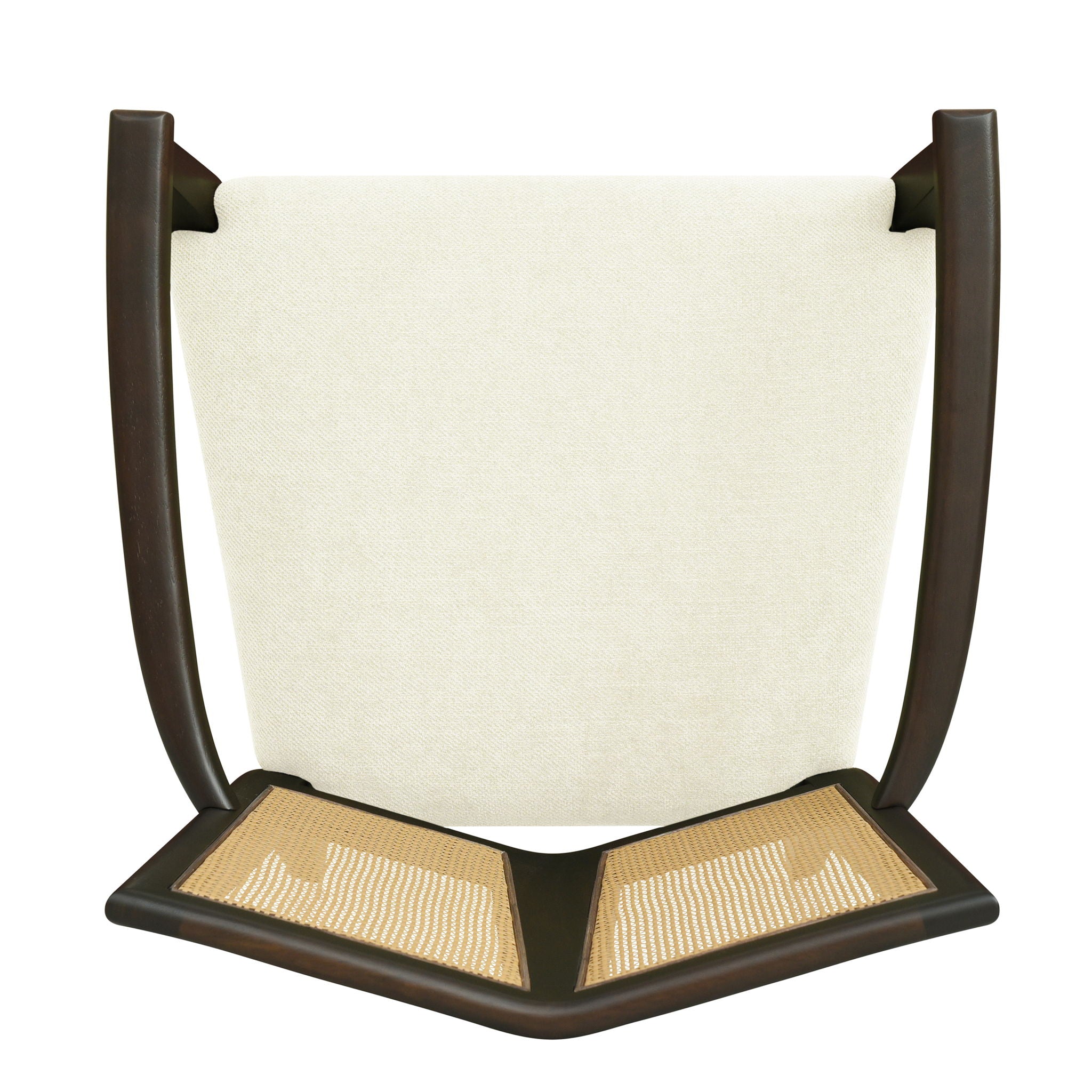 Mid Century Modern Arm Dining Chair Set With Rattan Backrest