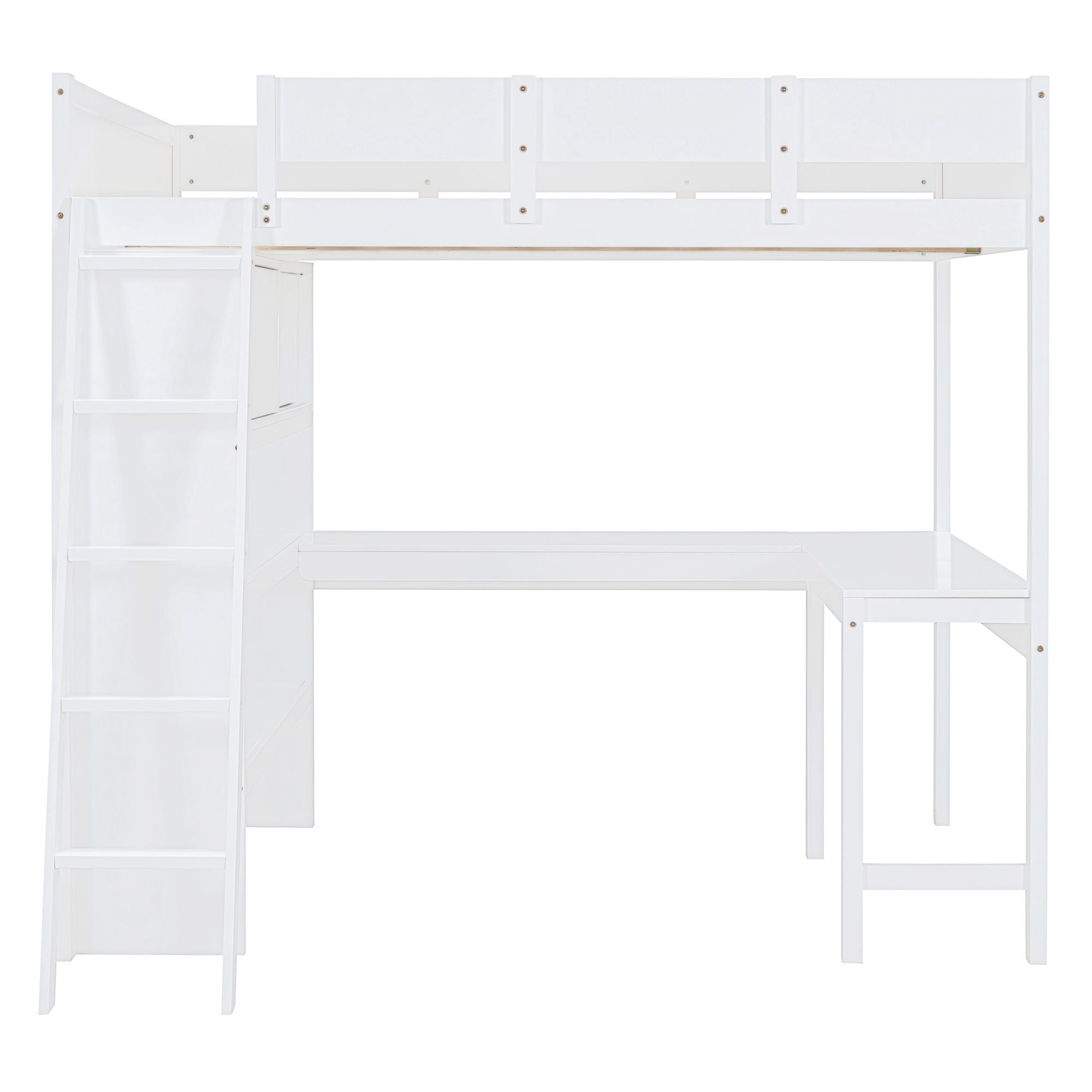 Modern Loft Bed With Desk And Shelves