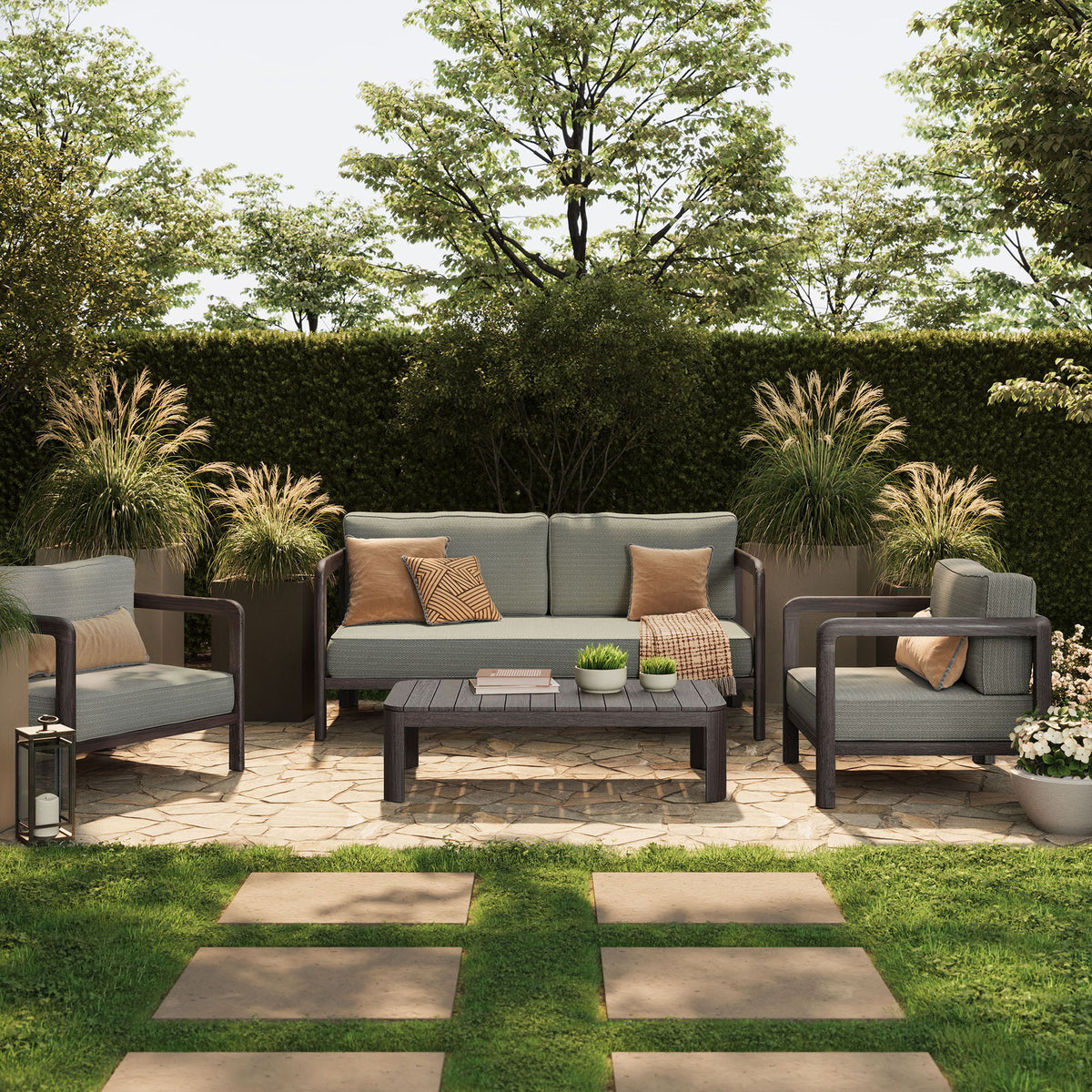 Kona 4-Piece Outdoor Patio Teak Wood Furniture Set by Modway