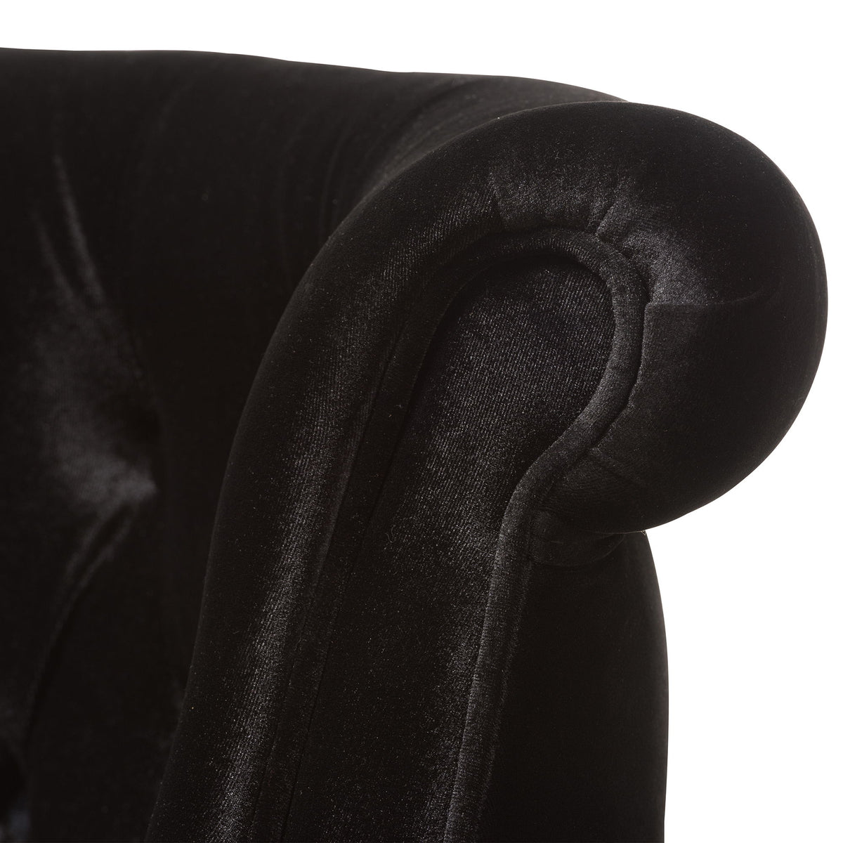 Flax Victorian Style Contemporary Black Velvet Fabric Upholstered 2-seater Loveseat