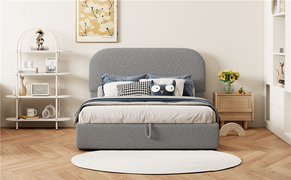 Upholstered Platform Bed With Hydraulic Storage System