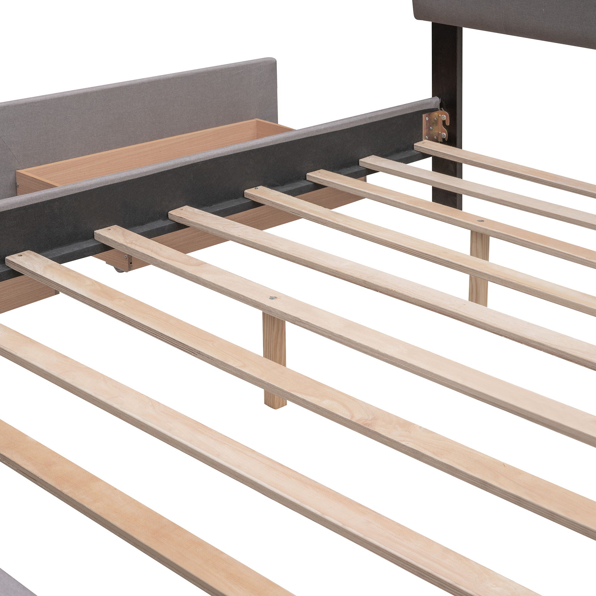 Upholstered Platform Bed With Classic Headboard And Drawers, No Box Spring Needed