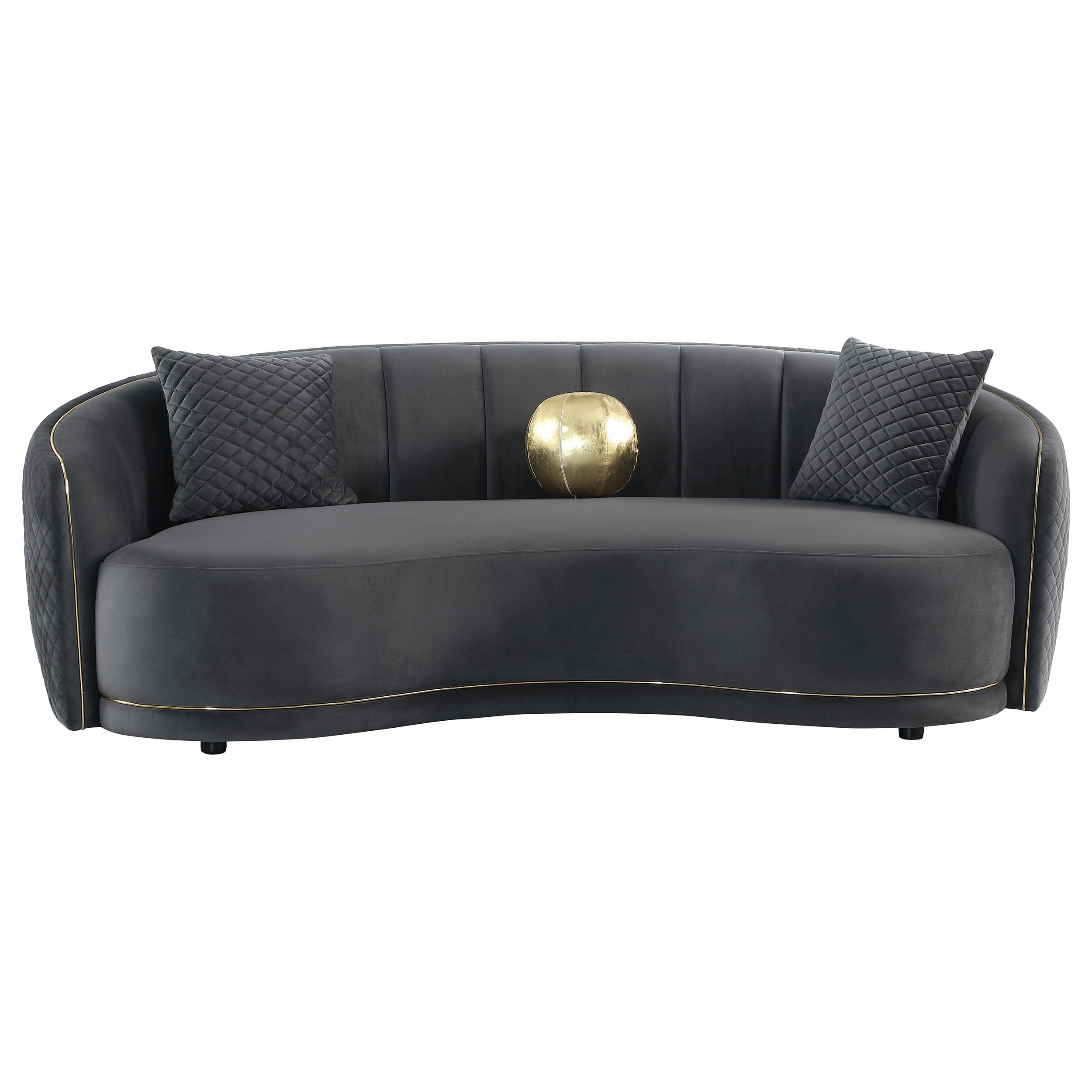 Coaster Fine Furniture Brookside - 2 Piece Velvet Upholstered Sofa Set - Dark Gray | Meri Furniture
