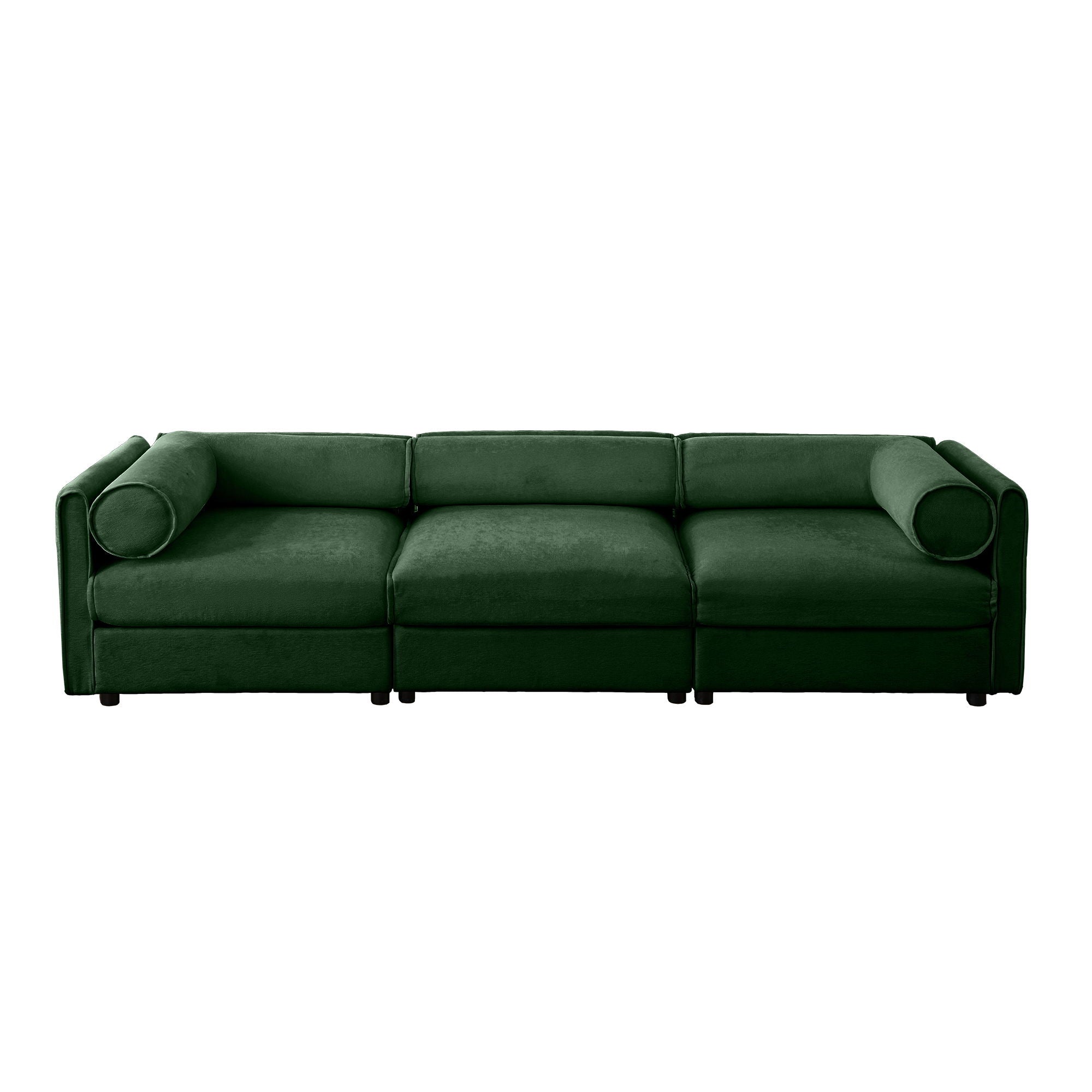 Stylish Chenille Sofa With Storage Seat And Cylindrical Backrest