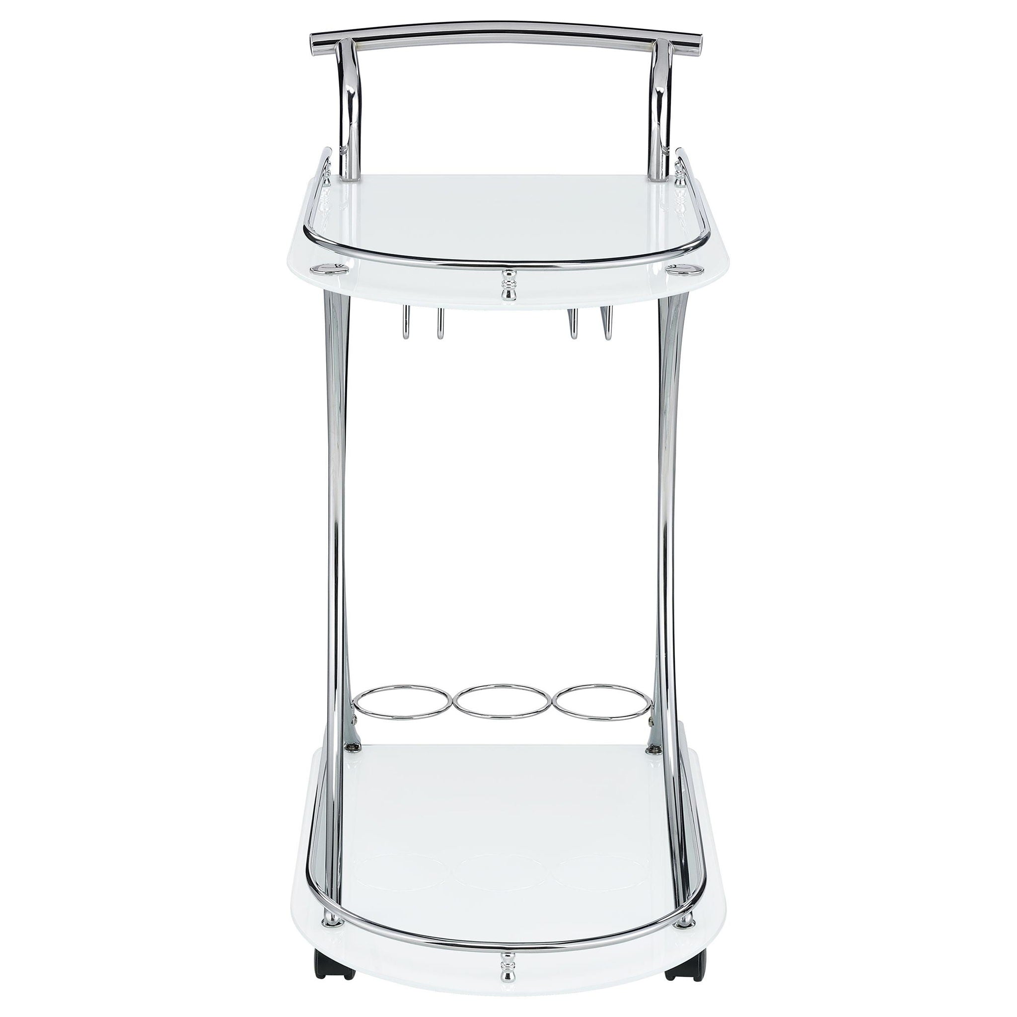 Elfman 2-tier Glass Shelf Metal Bar Cart White and Chrome