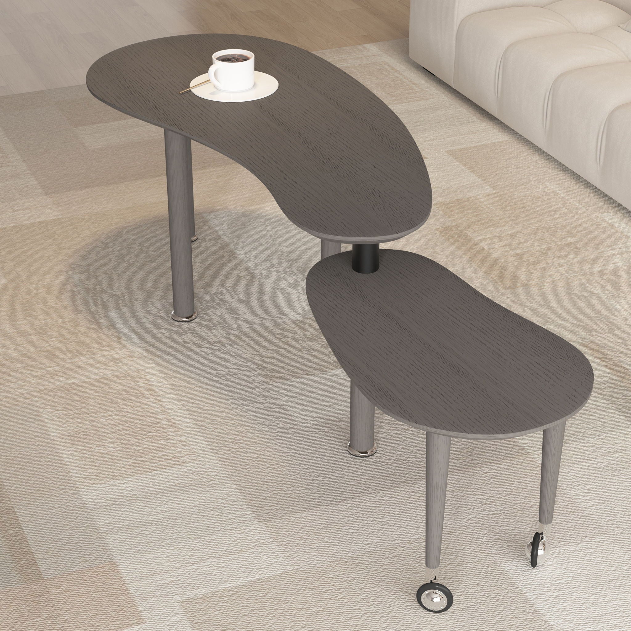 Rotatable Cocktail Table With Solid Legs, 360 Degree Rotating
