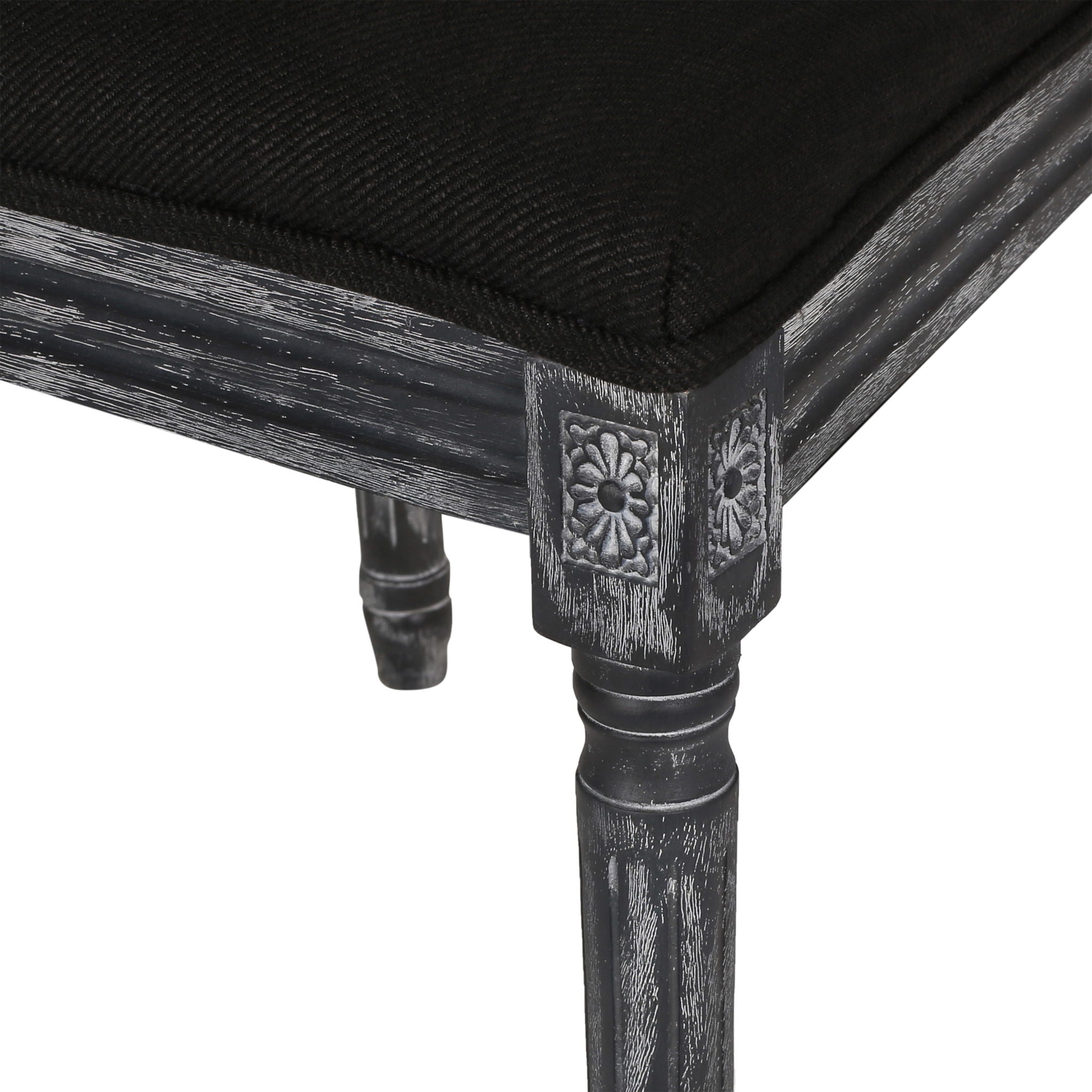 French Country Dining Chair With Rectangular Cane Backrest And Smooth Upholstered Seating