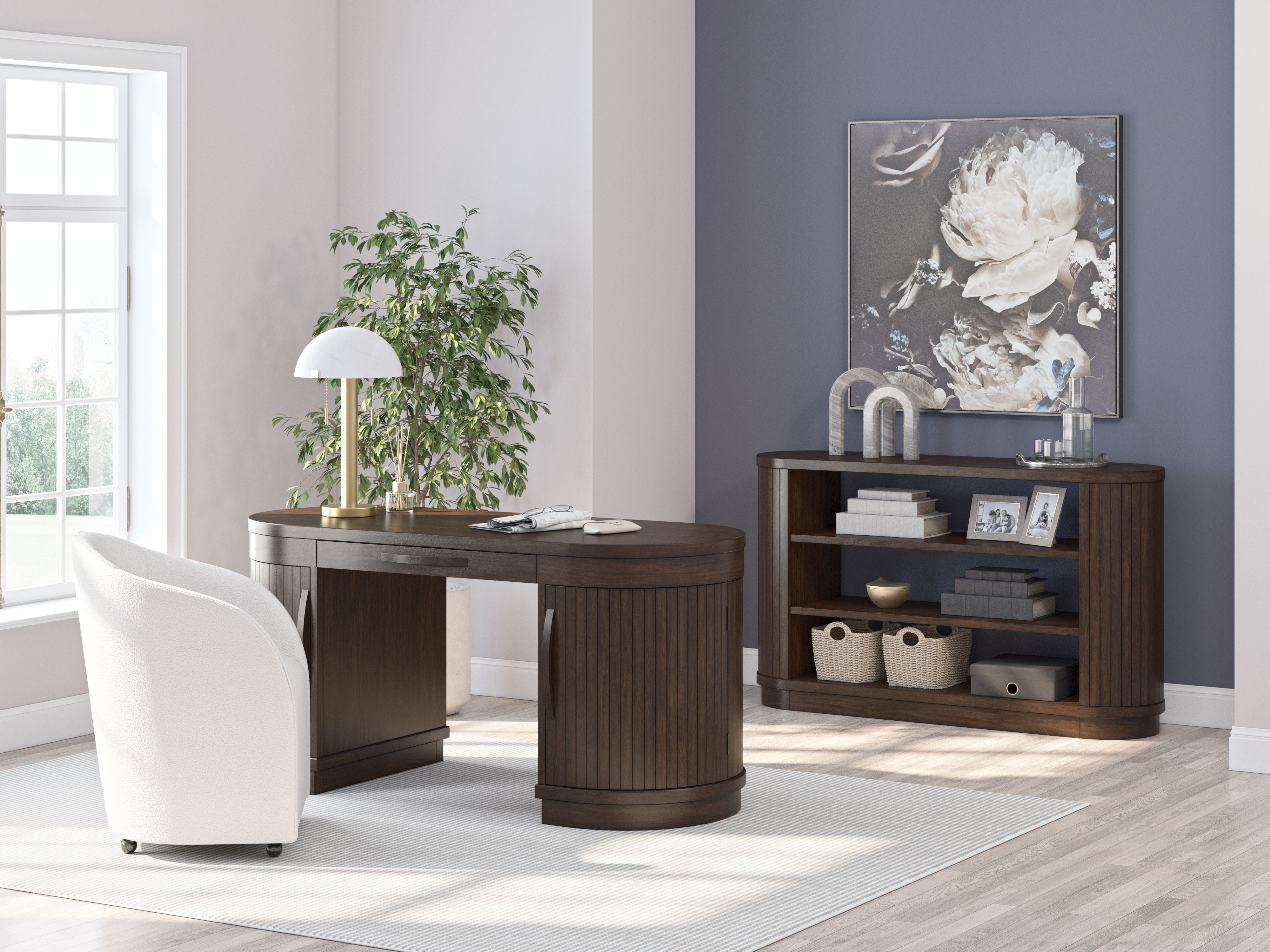 Signature Design by Ashley® Korestone - Warm Brown - 3 Pc. - Home Office Desk, Chair, Credenza | Meri Furniture